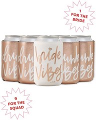 Bachelorette Party Can Cooler 10-Pack Bride Drunk Vibes Rose Gold Neoprene