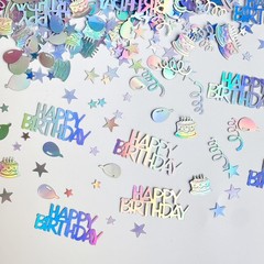 300 PCS Happy Birthday Iridescent Glitter Confetti Table Cake Party Decor