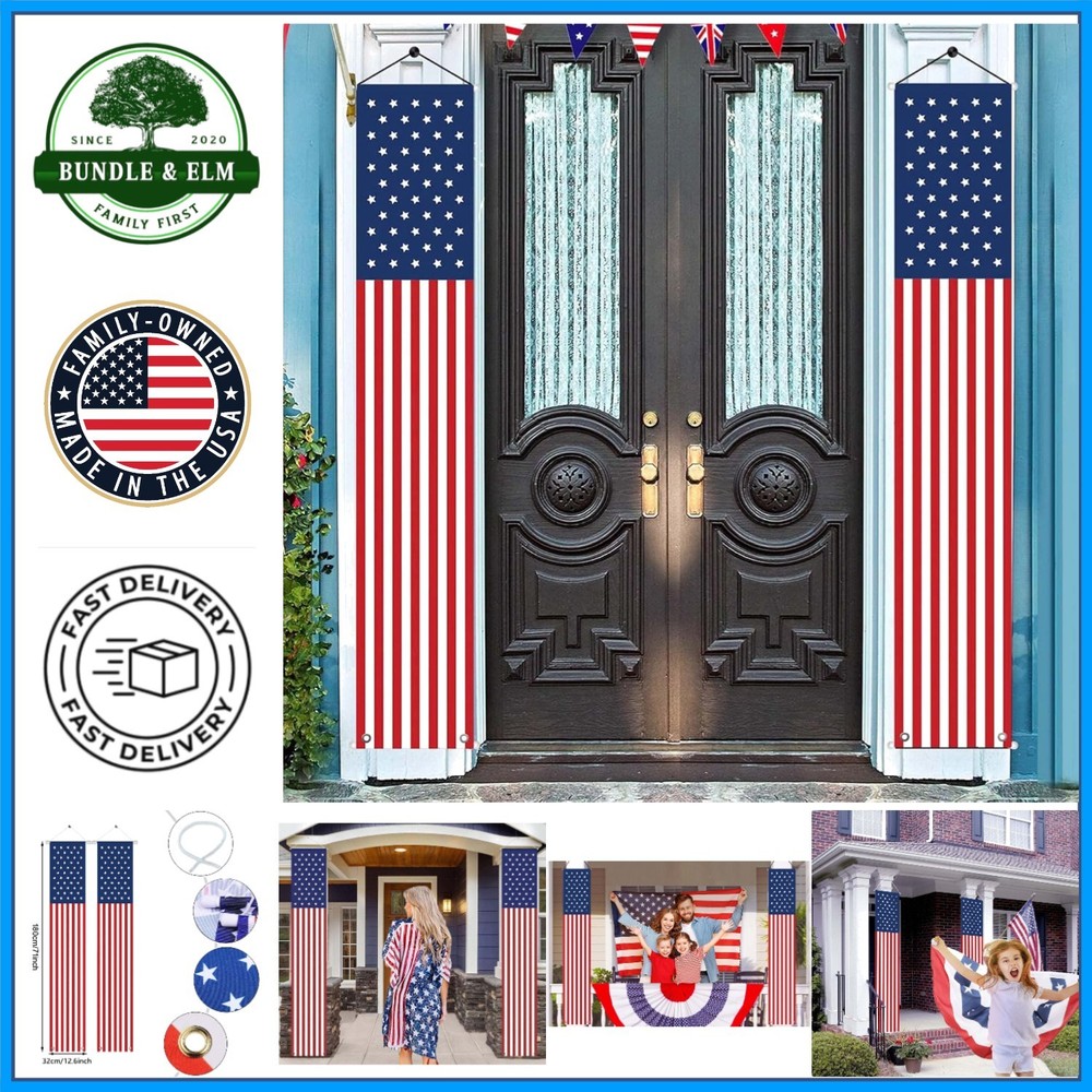 Star Striped American Flag Banners for Patriotic Events, Indoor Outdoor Decor