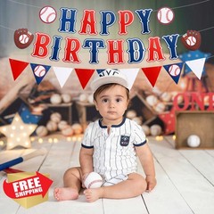 RICHHHA 3pc Baseball Banner Blue Red