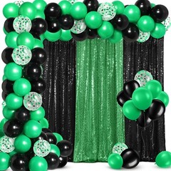 137 Pcs Black Green Graduation Decorations 2025 Balloon Garland Kit Sequin Ba…