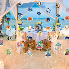 9 Pcs Tropical Fish Decorations under the Sea Party Banners Ocean Themed Supplie