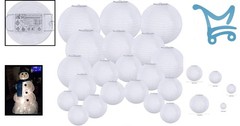 20 Pack White Paper Lanterns Round 4-12 Inch Reusable Wedding Party Decor