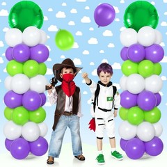 2 Sets Light Inspired Year Balloon Column Stand Kit Cartoon Story Game Purple…