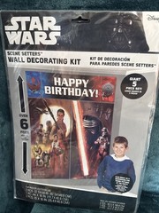 Star Wars Scene Setters 6 Ft Wall Photo Kit Happy Birthday 5 Pc Disney New