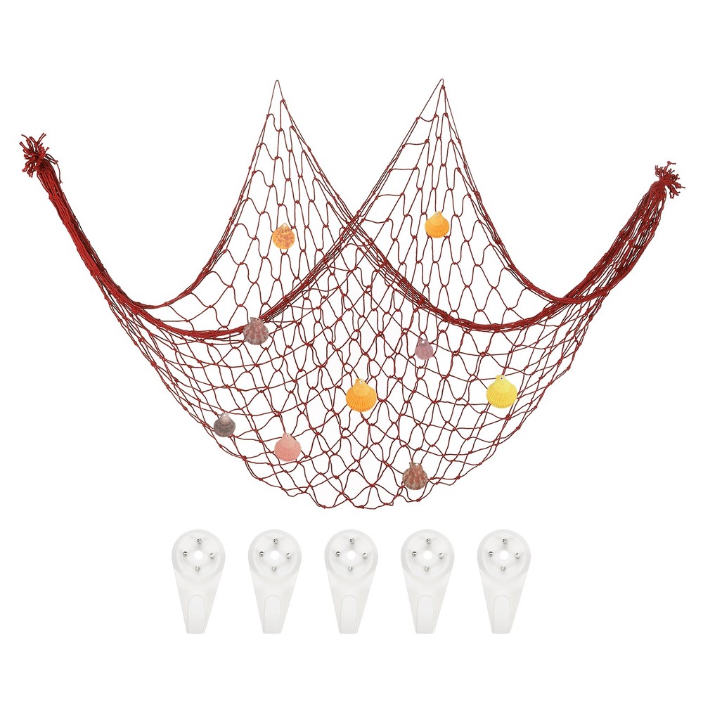 Decorative Fishing Net 40″x80″ Fish Net DECOR with Shell Bright Red