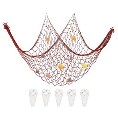 Decorative Fishing Net 40″x80″ Fish Net DECOR with Shell Bright Red