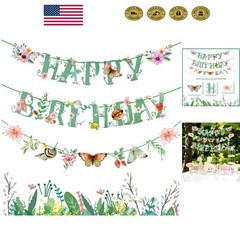Charming Double-Sided Floral Birthday Banner with Butterflies – 70.87 Inches