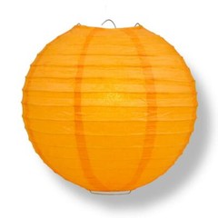 14″ Orange Round Paper Lantern, Even Ribbing, Chinese Hanging Wedding & Party De