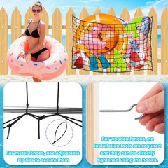 Extra Large Pool Toy Float Storage Net with Hooks and Cable Ties, 71×47»