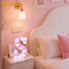 Cool White N LED Marquee Letter Light Up Letter Pink Glitter Sign Battery