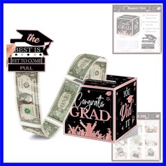 2026 Graduation Party Decorations Pink and Black Graduation Money Box for Cas…