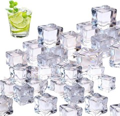 Fake Ice Cubes,50 pcs 0.7″ Realistic Clear Plastic Fake Ice,Acrylic Decorative