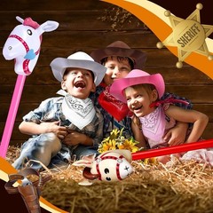 36 Pcs Cowboy Party Costume Set, Cowboy Hats Paisley Bandanas Inflatable Stic…