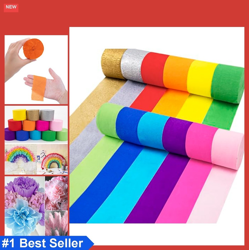Crepe Paper Streamers 12 Rolls 984ft Rainbow Colors Party Wedding Birthday