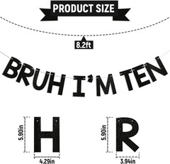 Bruh I’M Ten Banner – Boy’S 10Th Bruh Birthday Party Decor, Teen Boy Bday Ideas,