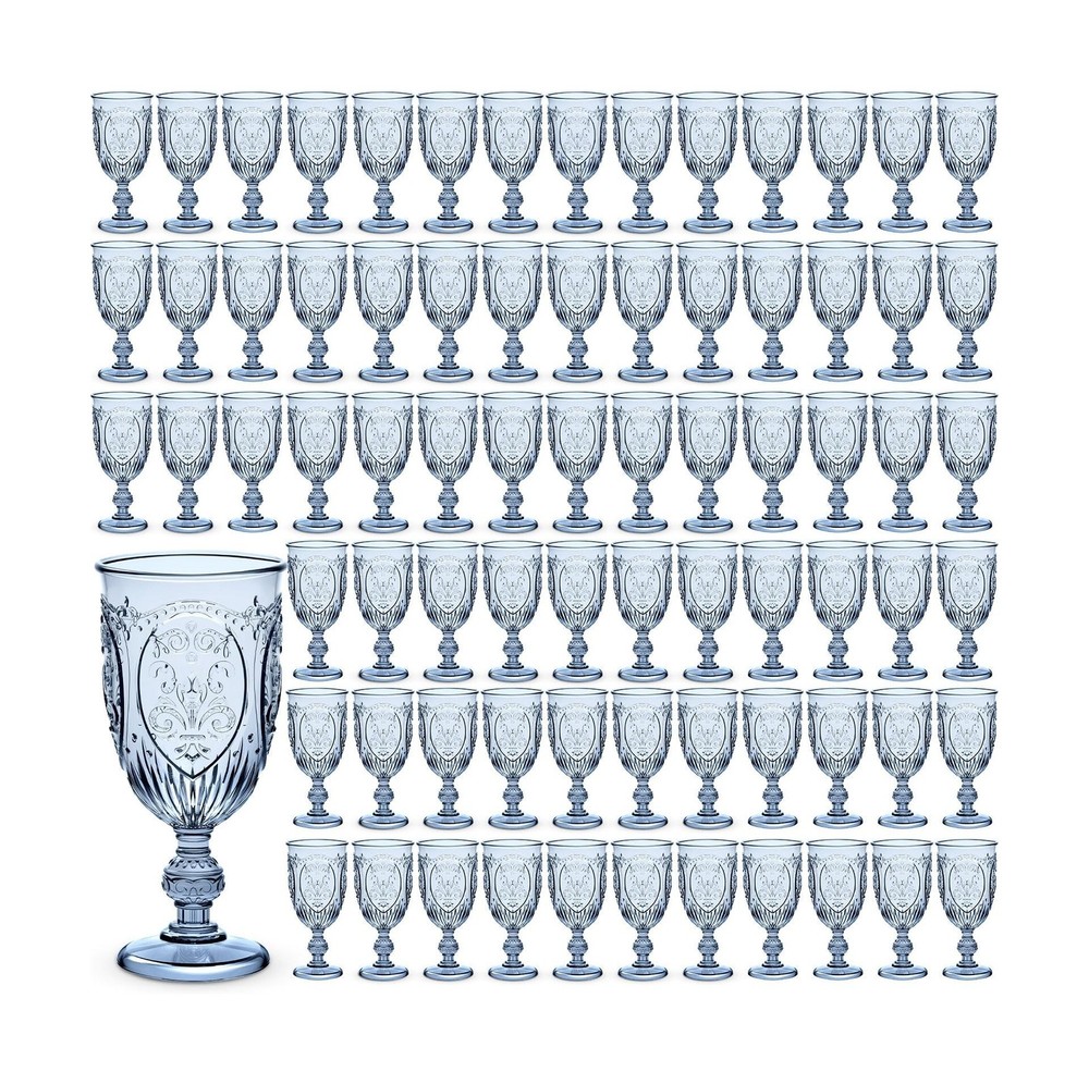 Wiwiqing 100 Pcs Plastic Goblets 7.5oz Vintage Goblet Plastic Wine Glasses Co…