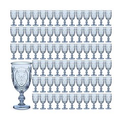 Wiwiqing 100 Pcs Plastic Goblets 7.5oz Vintage Goblet Plastic Wine Glasses Co…