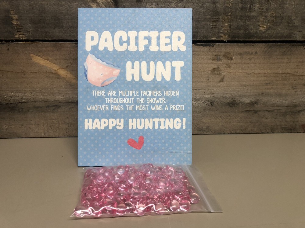 Pacifier Hunt Baby Shower Game(One Sign and 50 Mini Pacifiers), Shower Party