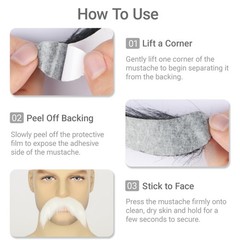 2Pcs Men Fake Mustache Realistic Mustaches Fake Facial Hair Beard for Cosplay