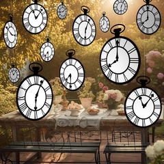 Wonderland Tea Party Decoration Clock Hanging Banners Wonderland Spring Themed G
