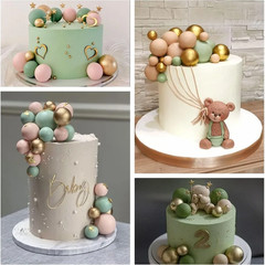 20Pcs Happy Birthday Cake Gold and Silver Foam Ball Wedding Party Birthday Cake
