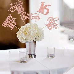 16th Birthday Centerpiece Sticks 15 Pack Rose Gold Sweet 16 Table Topper Decor
