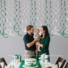 36 Pcs Green White Hanging Swirl Decorations for Parties, Weddings & Events