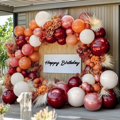 Orange Red Balloon Garland Double Burgundy White Dusty Pink Balloon Arch Kit …