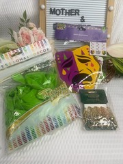 Mardi Gras Party Decor Bundle Masks Bead Fringe Green Balloons Decorations