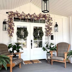 Neutral Fall Garland for Mantle Fireplace – 2 Pack 6Ft Plum Cimicifuga Seeded…