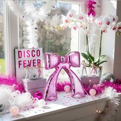 Disco Pink Bow Decor 10.2 x 9.5 Inch Coquette Birthday Decorations Pink NEW