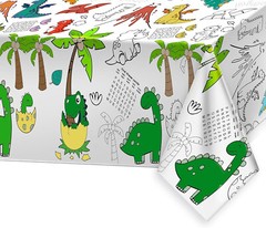 Dinosaur Themed Coloring Tablecloth for Kids Large Size Drawing Paper Coloring