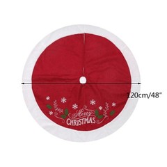 Merry Christmas Letter Print Red Christmas Tree Skirts Soft Thick Non-woven