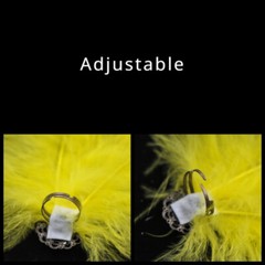 1PC Furry Feather Rhinestone Adjustable Ring Glitter Party Clubwear Bar Show New