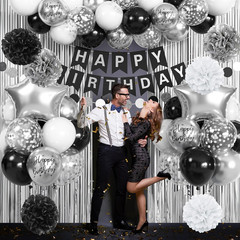 Black and Silver Birthday Decorations for Men Boys, Black White Silver Party Dec