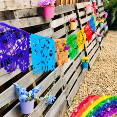 15Ft 9Pcs Mexican Party Banners – Felt Papel Picado Banner – Mexican Fiesta Part