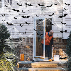 1200 Sqft Halloween Spider Webs and 120Pcs Fake Bats and 50Pcs Fake Spiders Supe