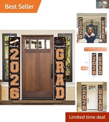 Orange & Black Graduation Banner for Class of 2026 – Indoor/Outdoor Flag 71″x12″