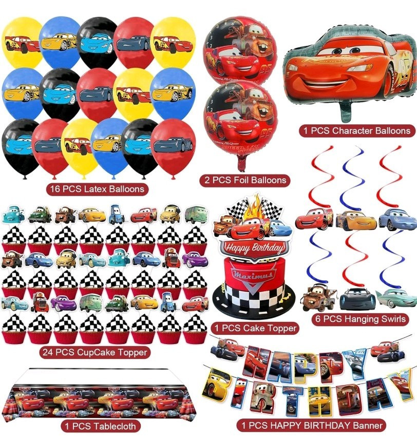 Disney Cars Birthday Party Decorations Set Lightning McQueen Mater Banner
