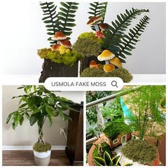 USMOLA Artificial Moss for Indoor Plants, 16OZ 10x7x4 inches, Natural Green
