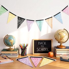 5 Pcs Composition Notebook Banner Pastel Pennant Banner Flags Classroom Decor…
