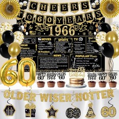 60th Birthday Decorations for Men Women, 36 Pcs Back in 1966 Birthday Party D…