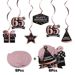 LINGTEER Happy 65th Birthday Decorations – 12Pcs 65th, Rose Gold