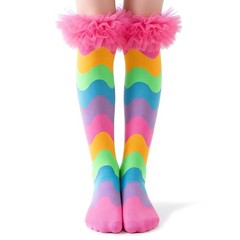 Crazy Socks for Girls Rainbow Tutu Lace Kids Knee High Funny Wacky Mismatched…