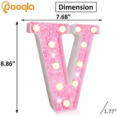 LED Marquee Letter Lights, Pink Glitter Light Up Letters Alphabet Sign Batter…