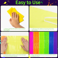 Glow in The Dark Tinsel Curtains 2 Pack – 3.3×6.6ft UV Reactive ‌Fluorescent …