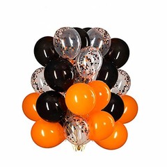 12 inch Orange and Black Balloons,Orange and Black Confetti Balloons for