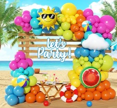 JUNXIAUP Tropical Summer Beach Pool Party Balloon Garland Arch Kit 168Pcs wit…