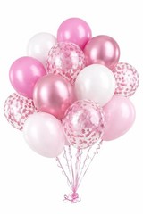Dream Decor Pink Balloon Set – 50 Pack Assorted Light Pink, Pink Confetti, Ho…